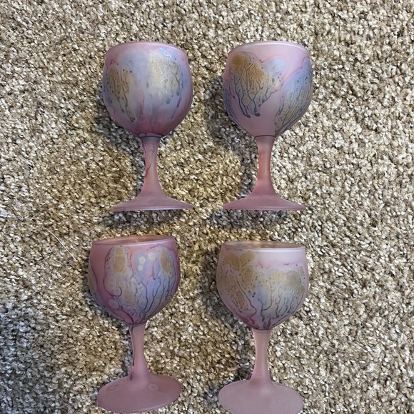 Other - Set of Four Artistic Pink Goblets